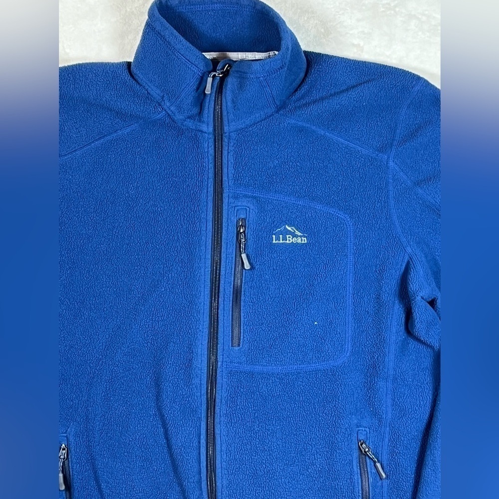 Men’s L.L. Bean Medium Slightly Fitted Navy Retro Pile Full Zip Sherpa Coat - Picture 3 of 11